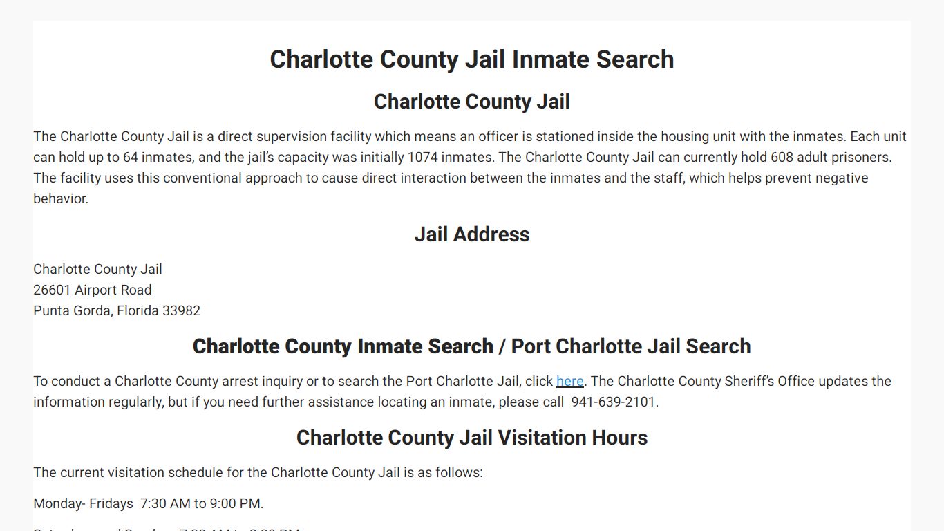 Charlotte County Jail Inmate Search